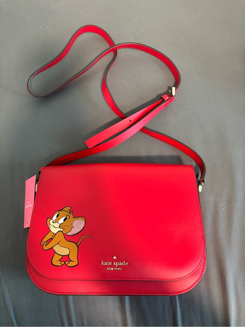NWT Kate Spade Red Crossbody Bag with Tom and Jerry - Limited Edition